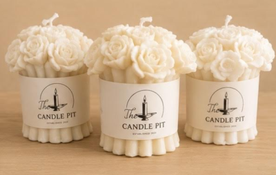 Candle pit bouquet - Available in white, cream and grey